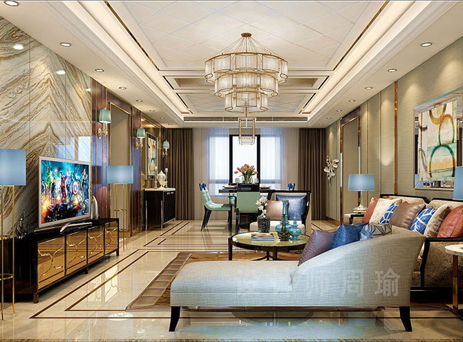 中国日B扣B摸B视频世纪江尚三室两厅168平装修设计效果欣赏